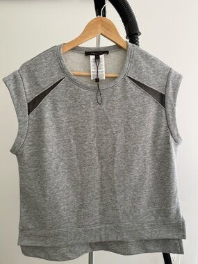 New BCBGMaxAzria Gray Sleeveless Sweatshirt with Contrast Panels